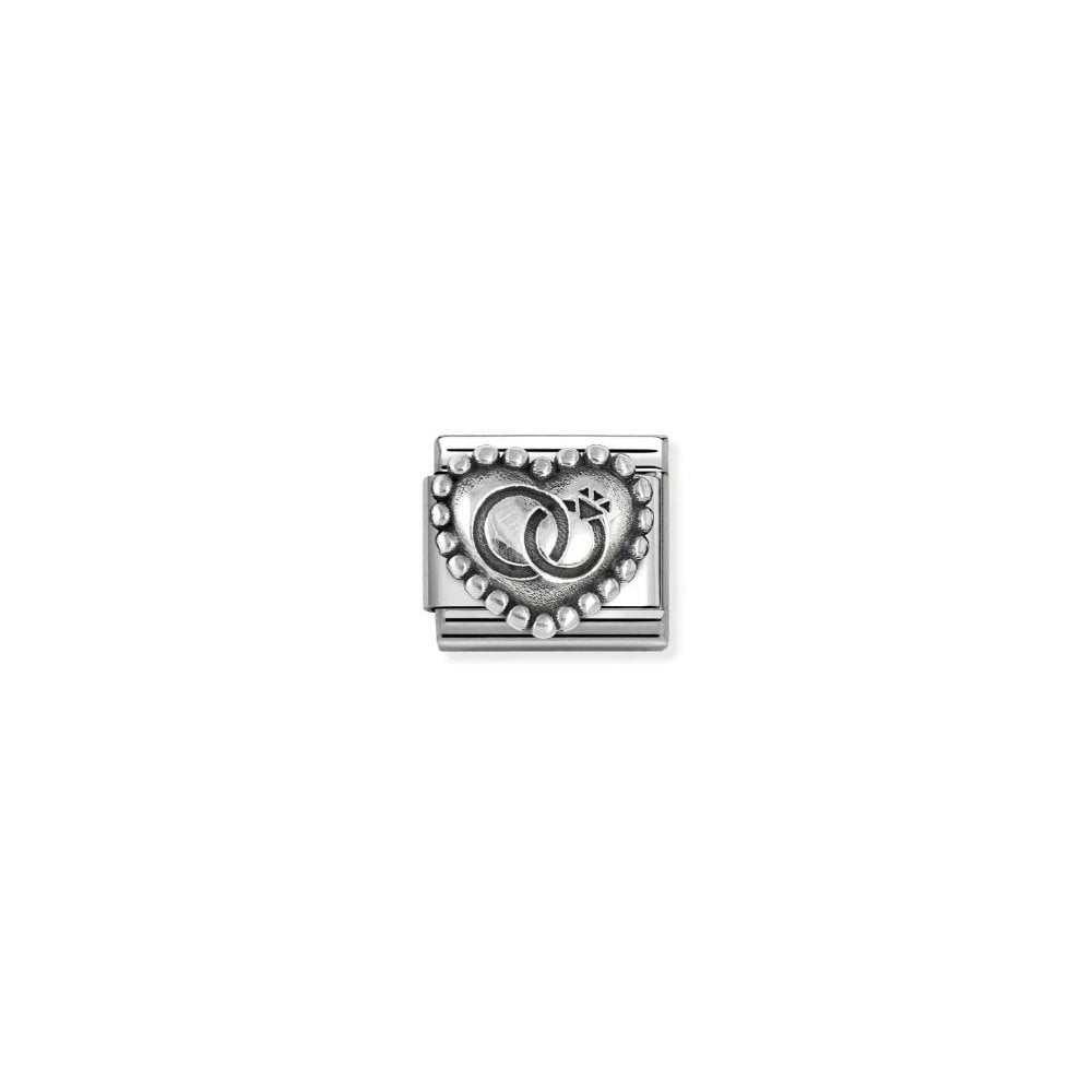 Composable Classic Link, Wedding Rings Heart, beaded setting Charm