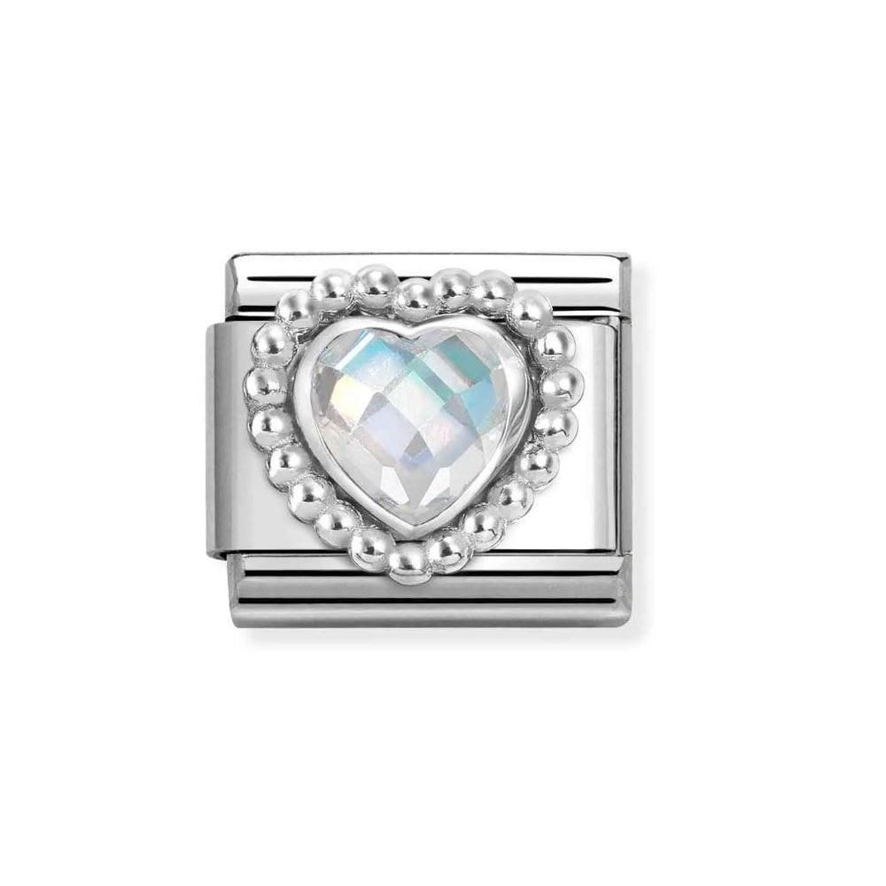  Composable Classic Link, White CZ Heart Charm