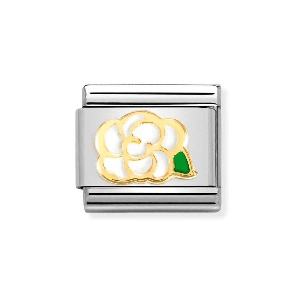 Composable Classic Link, White Camelia in gold Charm