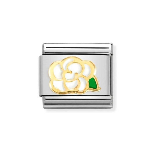 Composable Classic Link, White Camelia in gold Charm