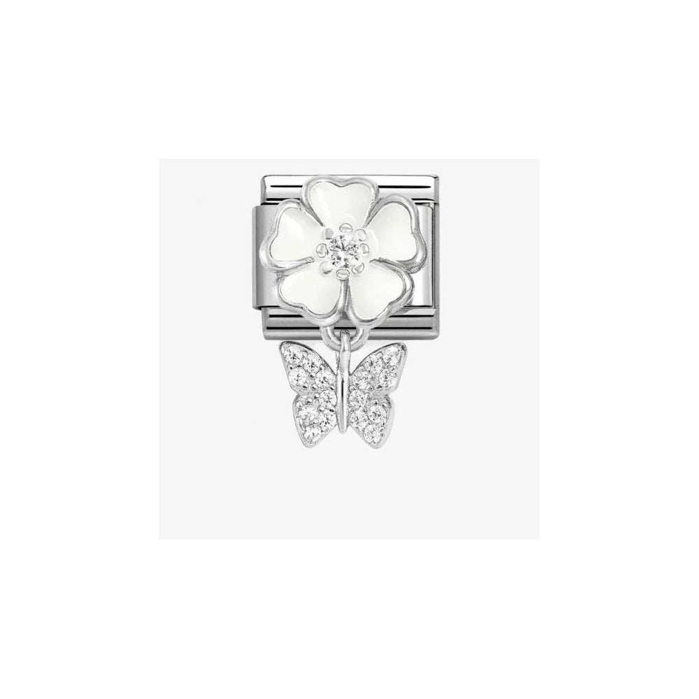 Composable Classic Link, White Flower, Butterfly Charm
