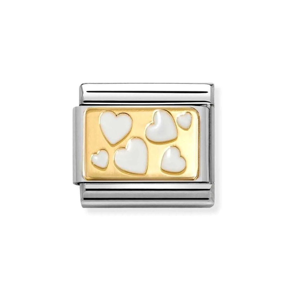 Composable Classic Link, White Hearts Plaque Charm