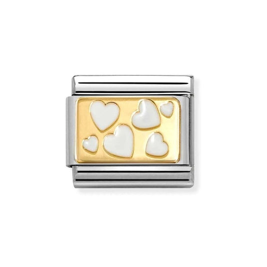 Composable Classic Link, White Hearts Plaque Charm