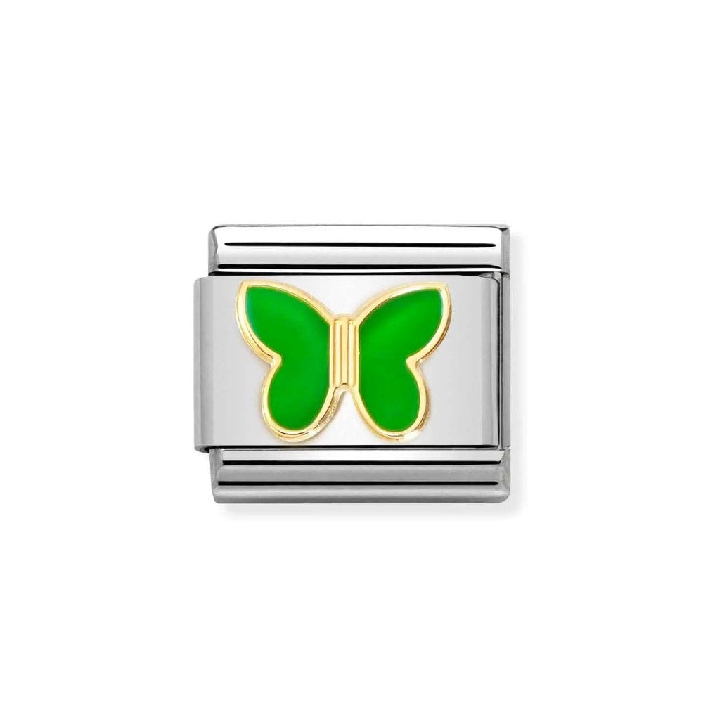 Composable Classic Link, gold with Green Butterfly Charm