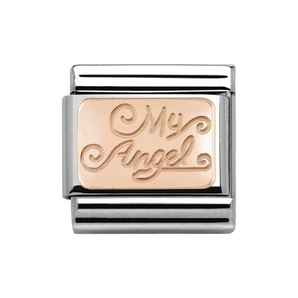 Composable Classic MY ANGEL CHARM in stainless steel with 9K rose gold
