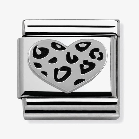 Composable Classic OXIDIZED LEOPARD HEART in stainless steel and sterling silver
