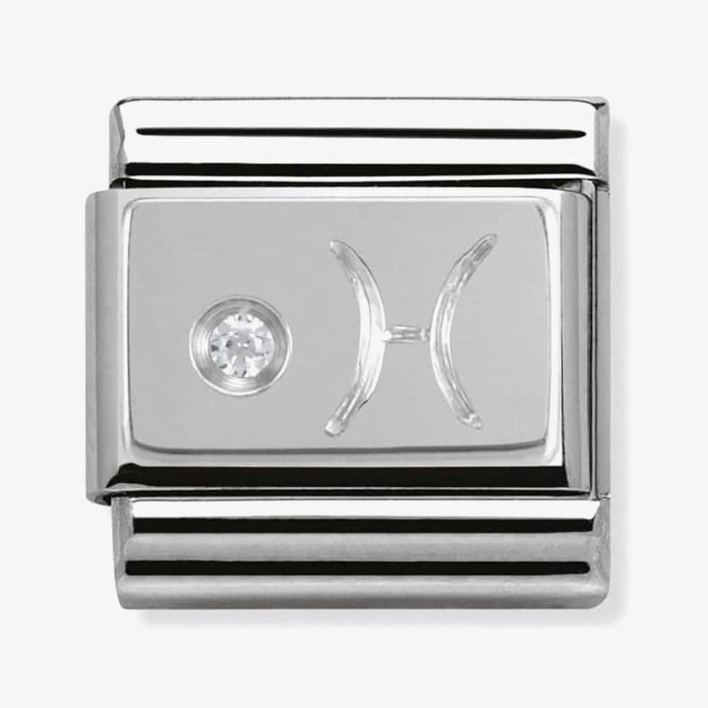 Composable Classic PISCES ZODIAC CHARM stainless steel, Cubic zirconia and 925 silver