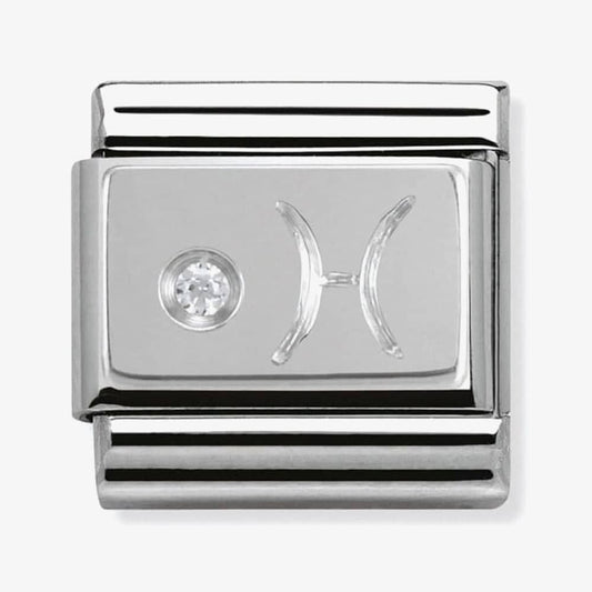 Composable Classic PISCES ZODIAC CHARM stainless steel, Cubic zirconia and 925 silver