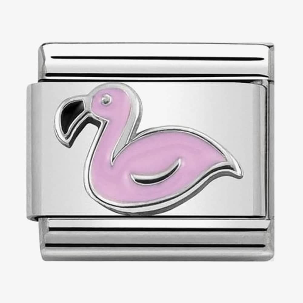 Composable Classic Pink Flamingo Link in Sterling silver & enamel