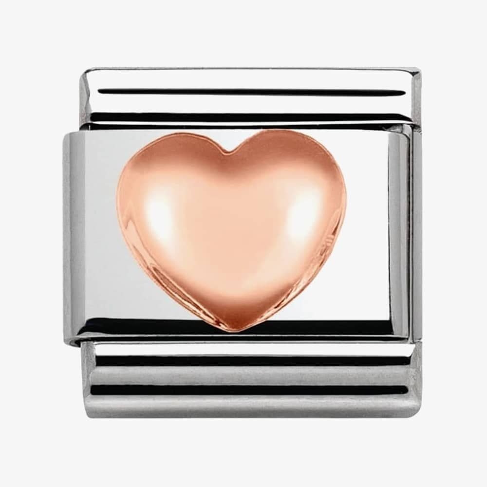 Composable Classic RAISED HEART CHARM in stainless steel with 9K rose gold