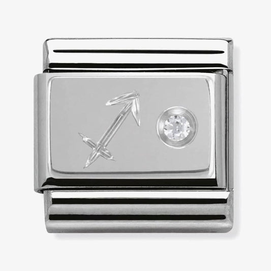 Composable Classic SAGITTARIUS ZODIAC CHARM stainless steel, Cubic zirconia and 925 silver