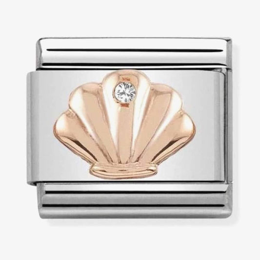Composable Classic SHELL in stainless steel with 9K rose gold and CZ