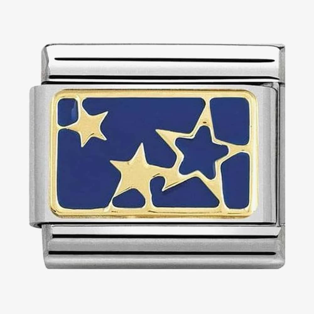 Composable Classic STARS BLUE PLATE in stainless steel, enamel and 18K gold