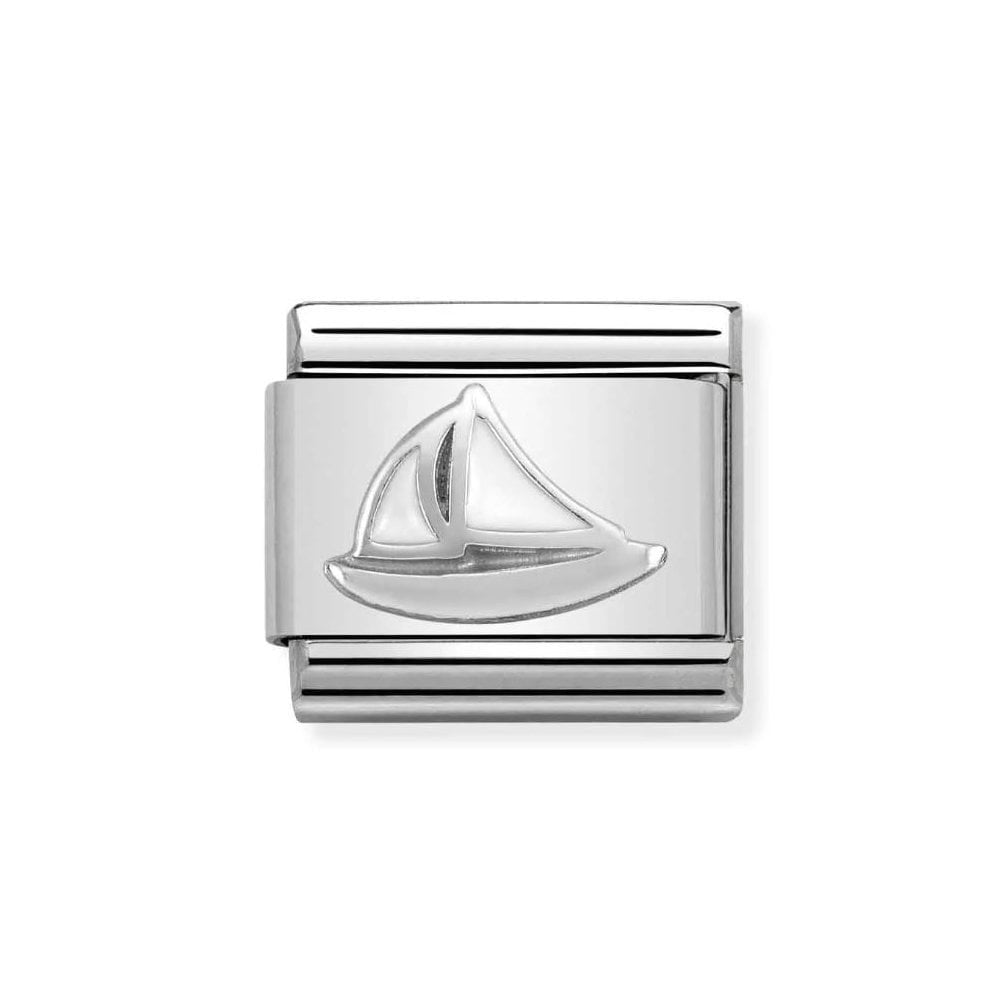 Composable Classic Sailboat Link in white enamel Charm