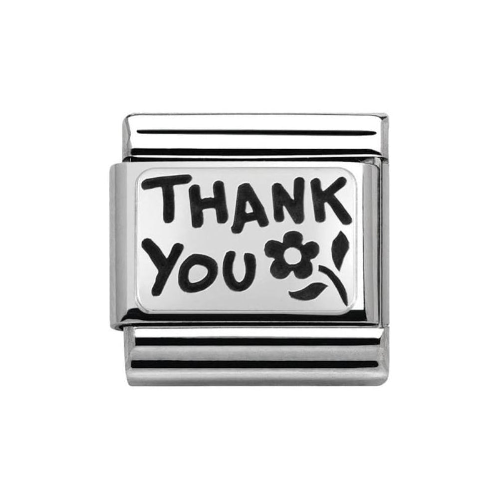 Composable Classic THANK YOU CHARM in stainless steel and sterling silver