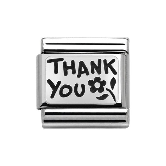 Composable Classic THANK YOU CHARM in stainless steel and sterling silver