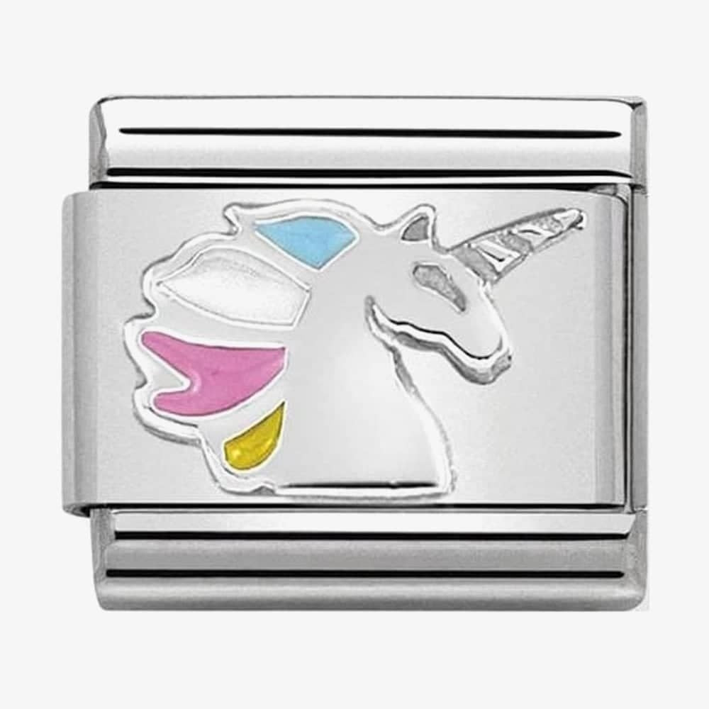 Composable Classic UNICORN CHARM in stainless steel, enamel and arg. 925