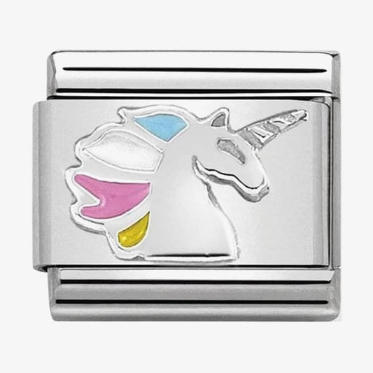 Composable Classic UNICORN CHARM in stainless steel, enamel and arg. 925