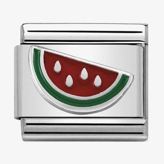 Composable Classic WATERMELON CHARM in stainless steel, enamel and silver 925