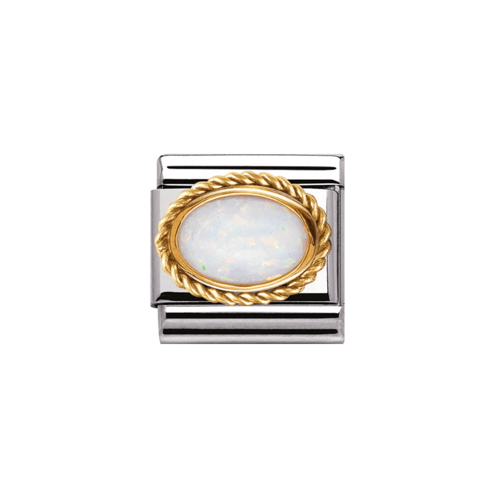 Composable Classic WHITE OPAL HARD STONES in stainless steel with 18k gold setting and detail