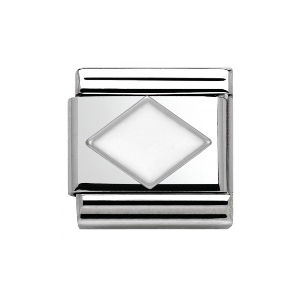 Composable Classic WHITE RHOMBUS in stainless steel, enamel and silver 925