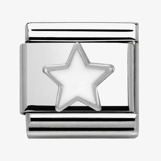 Composable Classic WHITE STAR in stainless steel, enamel and silver 925
