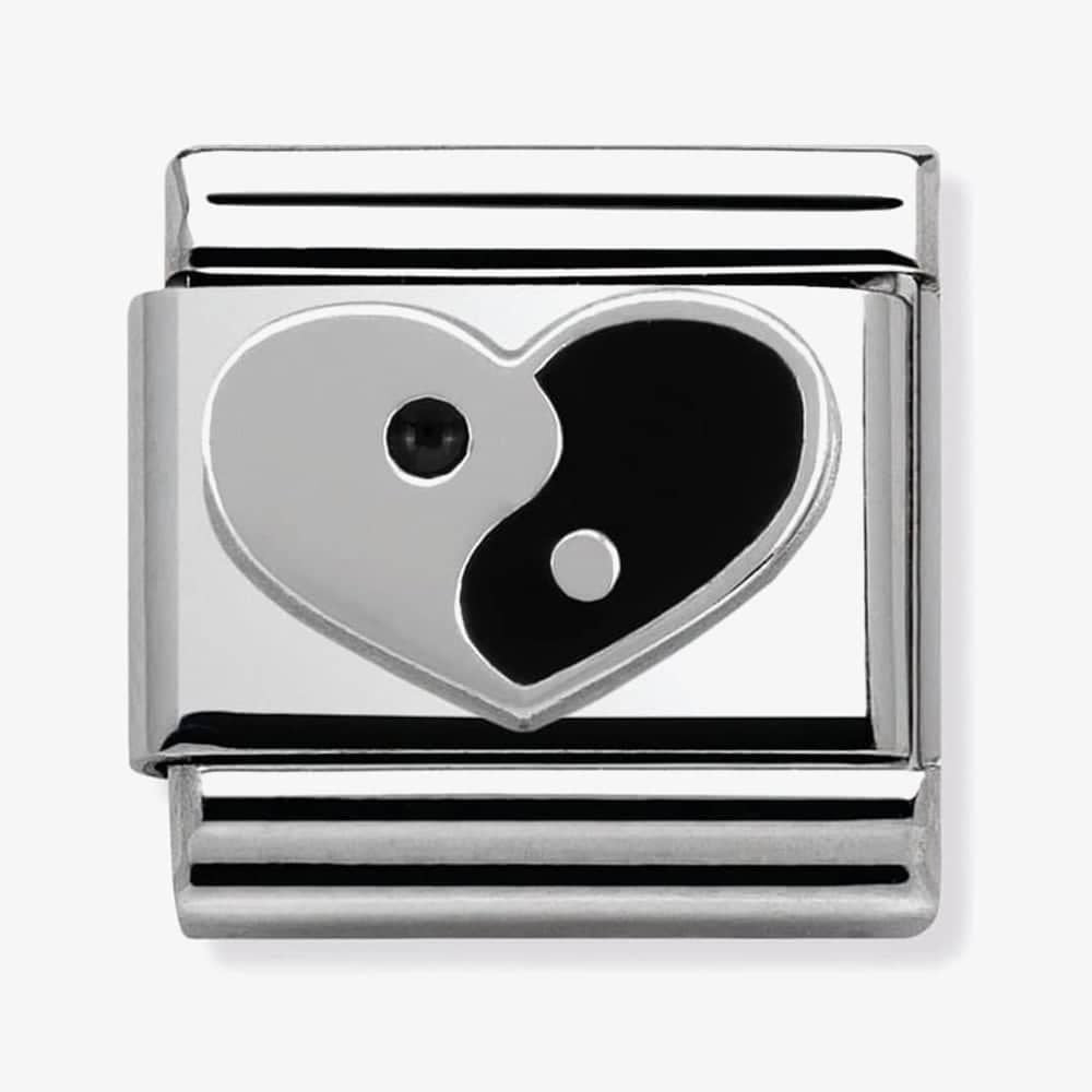 Composable Classic YING YANG HEART in stainless steel, enamel and silver 925