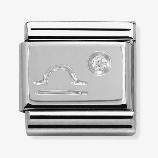 Composable Classic ZODIAC LIBRA CHARM IN stainless steel, Cubic zirconia and 925 silver