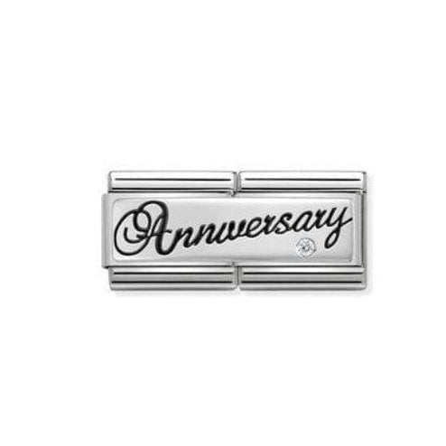 Composable DOUBLE Classic ANNIVERSARY CHARM in steel & Cubic zirconia and 925 silver
