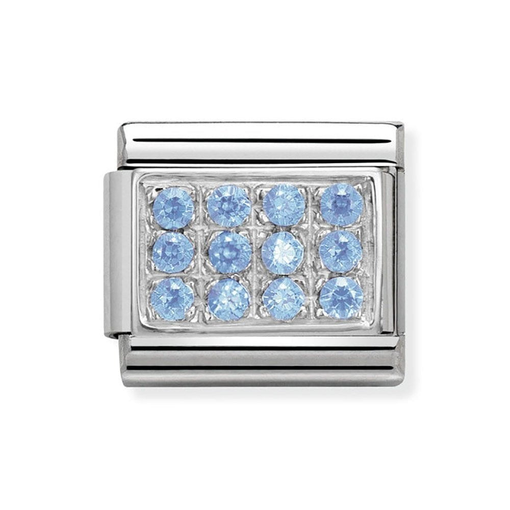 Composable LIGHT BLUE PAVE Cubic zirconia in stainless steel and 925 silver