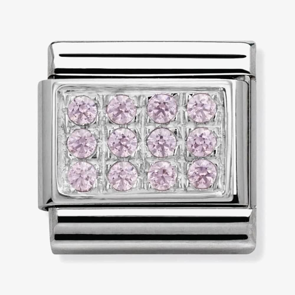 Composable PINK PAVE in stainless steel, Cubic zirconia and 925 silver