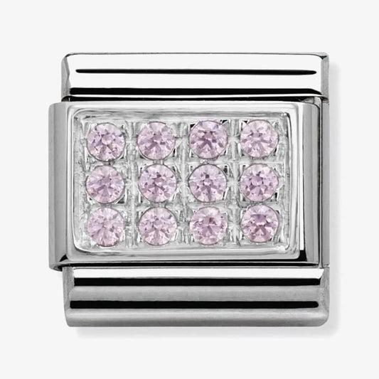 Composable PINK PAVE in stainless steel, Cubic zirconia and 925 silver