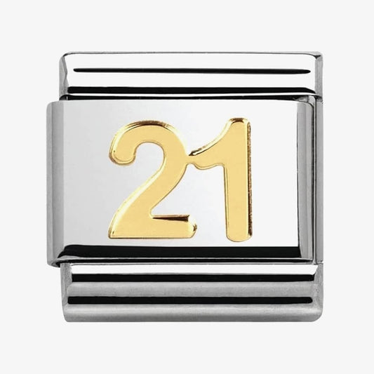 Composable classic "21" link in steel and 18kt gold Link