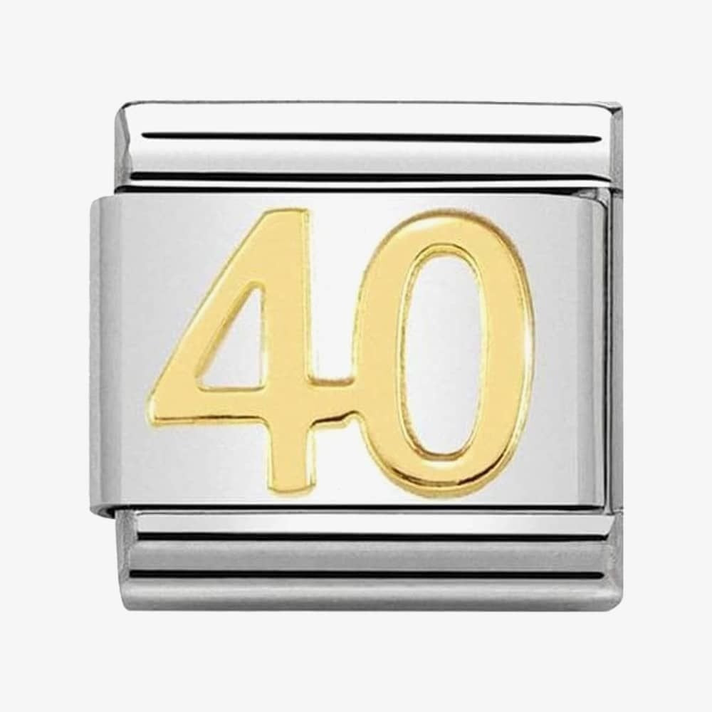Composable classic "40" link in steel and 18kt gold Link