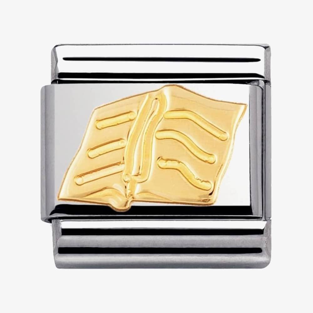 Composable classic BOOK link in steel and 18kt gold