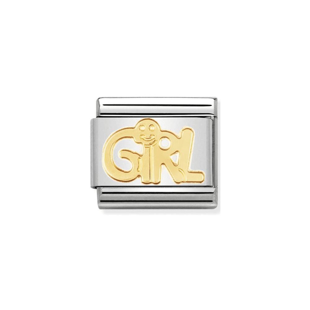 Composable classic GIRL link in steel and 18kt gold