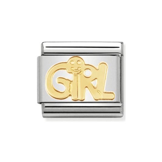 Composable classic GIRL link in steel and 18kt gold