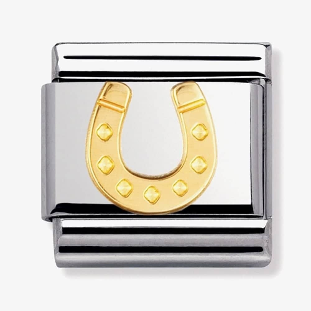 Composable classic HORSESHOE link in steel and 18kt gold Link