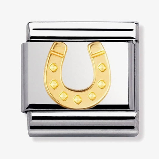 Composable classic HORSESHOE link in steel and 18kt gold Link