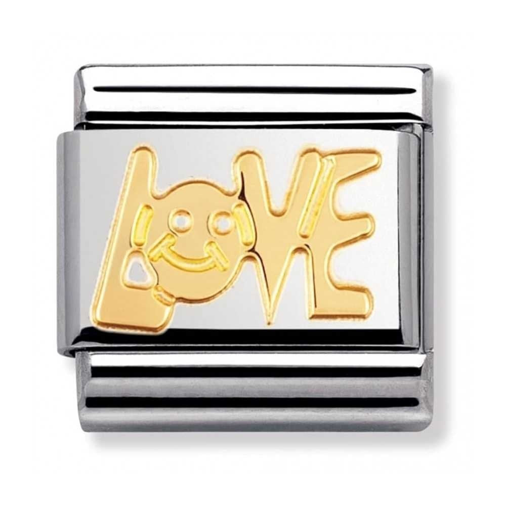 Composable classic LOVE link in steel and 18kt gold