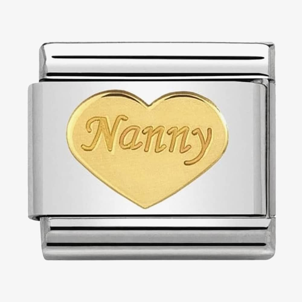 Composable classic NANNY HEART link in steel and 18kt gold