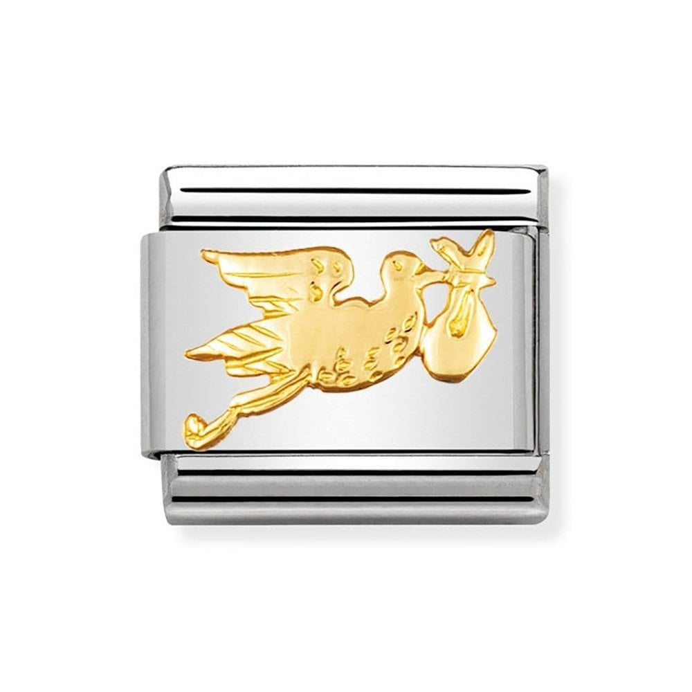 Composable classic Stork link in steel and 18kt gold