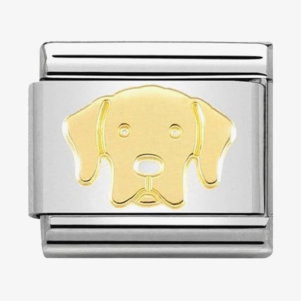 Composable classic link LABRADOR RETRIEVER in steel and 18kt gold Link
