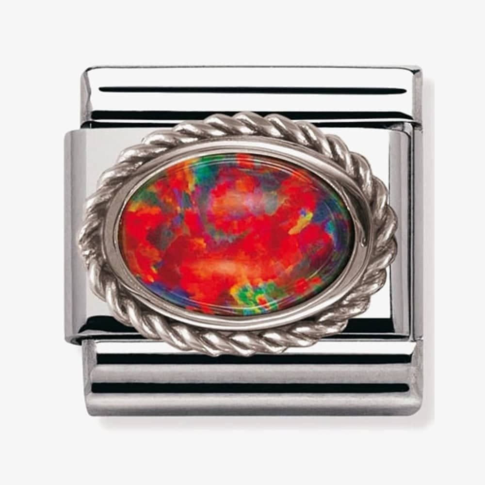 Composible Classic RED OPAL stainless steel, rich silver 925 setting
