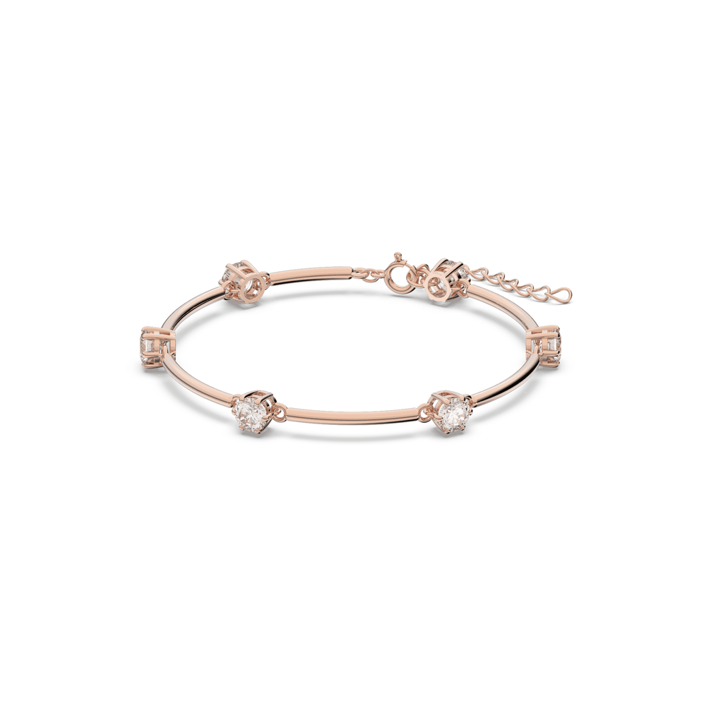 Constella bangle, Round cut, White, Rose gold-tone plated