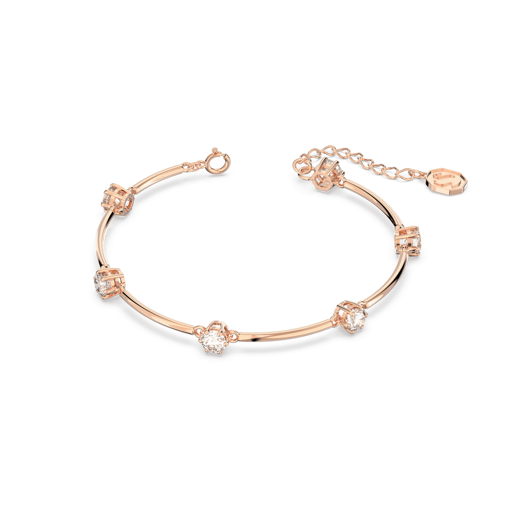 Constella bangle, Round cut, White, Rose gold-tone plated