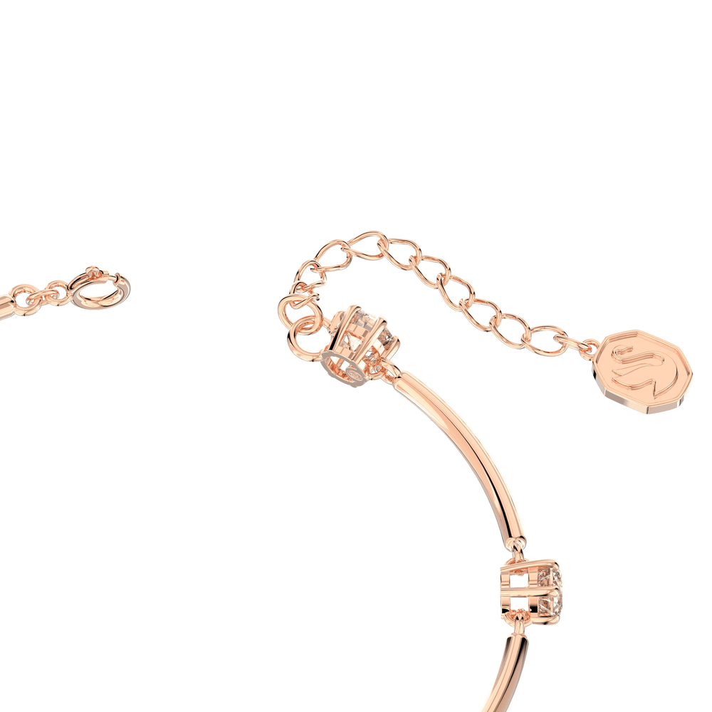 Constella bangle, Round cut, White, Rose gold-tone plated