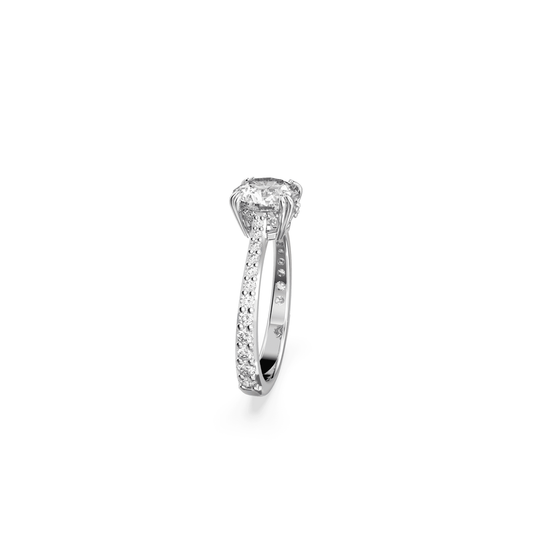 Constella cocktail ring Princess cut, Pavé, White, Rhodium plated
