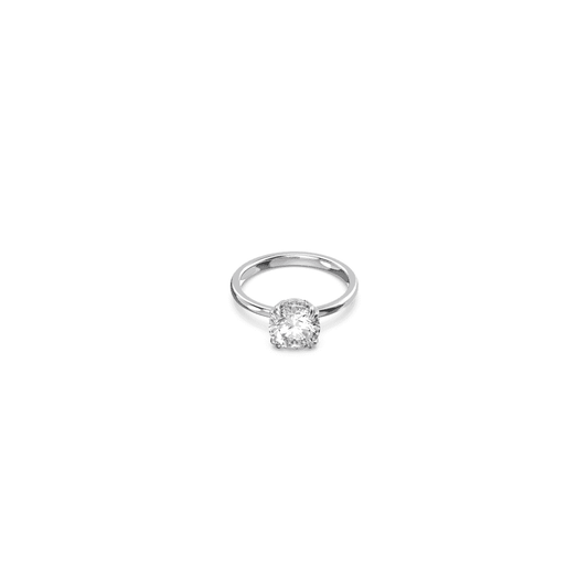 Constella cocktail ring, Princess cut, White, Rhodium plated