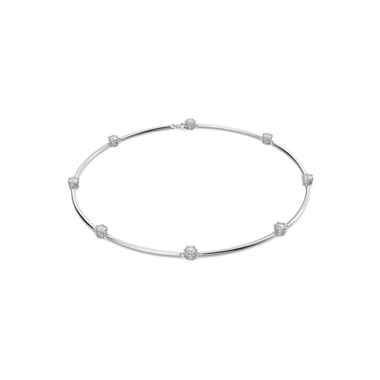 Constella necklace, Round cut, White, Rhodium plated